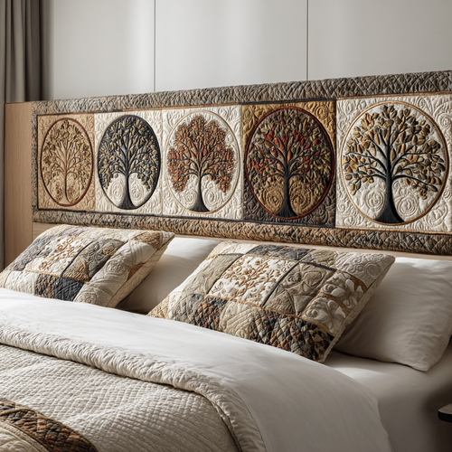 Ancient Tree Of Life XR1812001CL Quilted Headboard Slipcover