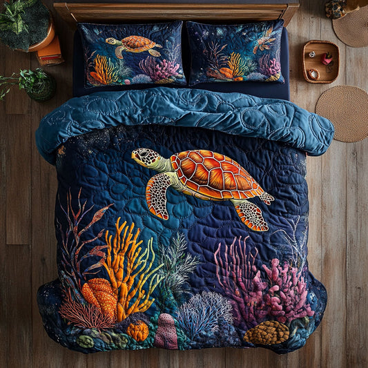 Turtle's Deep Blue Voyage WX0307086CL Duvet Cover Set