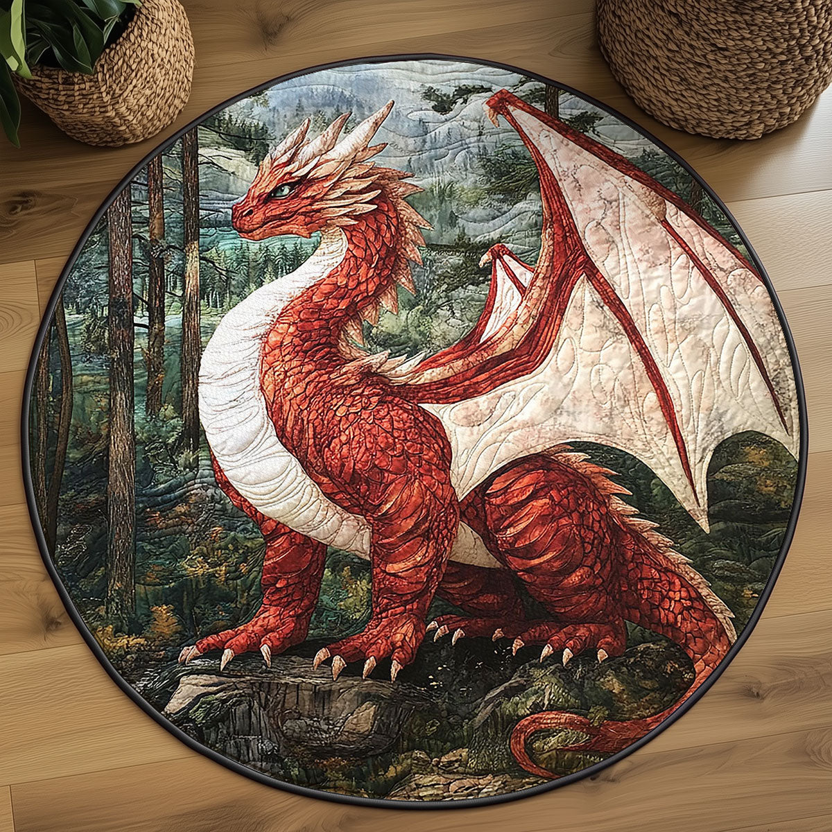Fire Dragon WJ2403032CL Quilted Round Mat