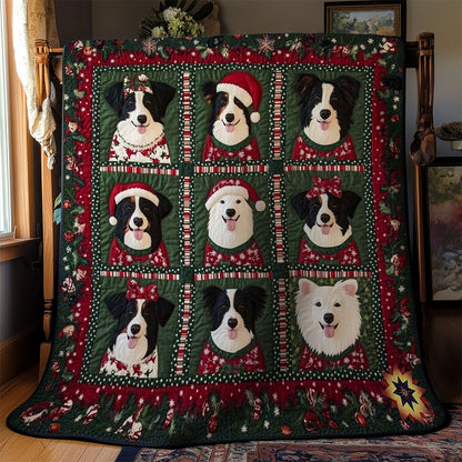 Cozy Christmas Border Collies WN0511015CL Quilt