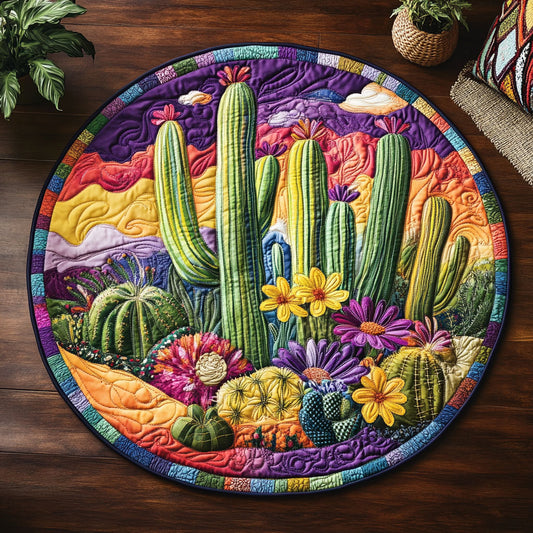 Vibrant Cactus CM1605020CL Quilted Round Mat