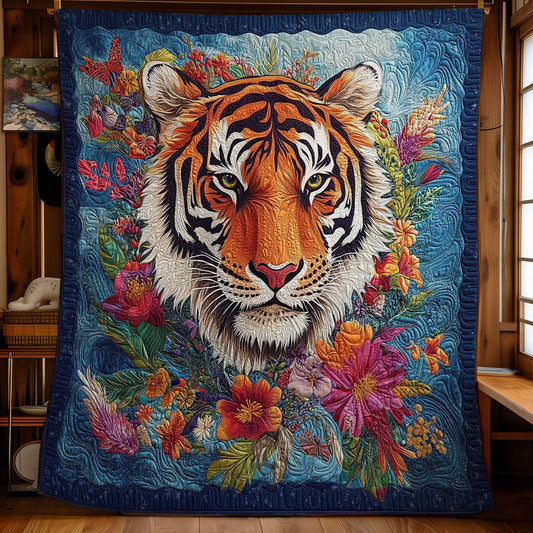 Tiger Portrait In Flower WY1701064CL Quilt