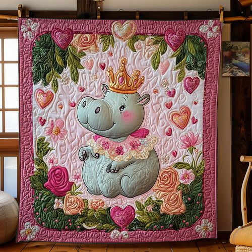 Cute Queen Hippo WY1701036CL Quilt