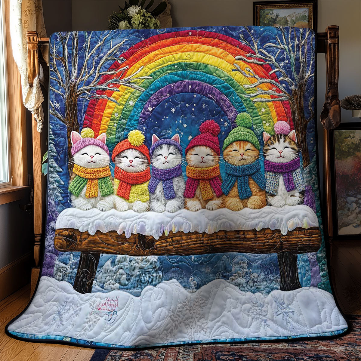 Rainbow Cat Bench WN2512032CL Quilt