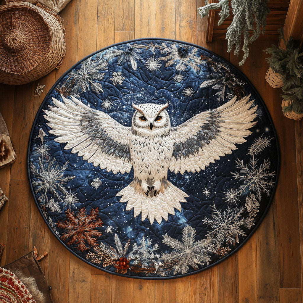 Snowflake Owl WY1006024CL Quilted Round Mat