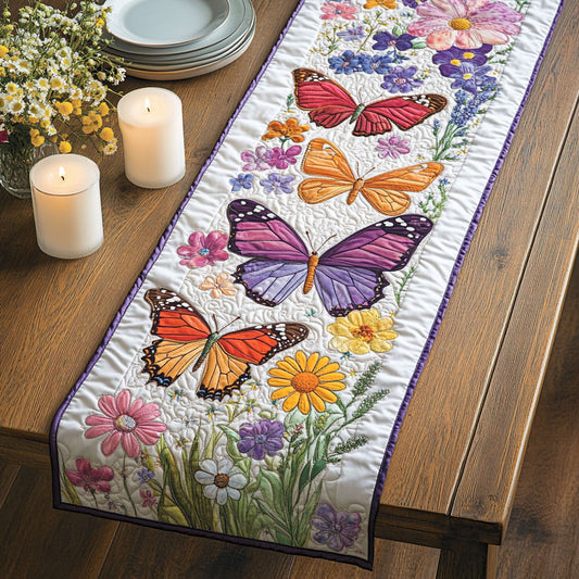 Flower Butterfly CW1501090CL Quilted Table Runner
