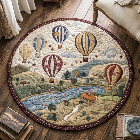 Sunset Hot Air Balloon WN0304040CL Quilted Round Mat