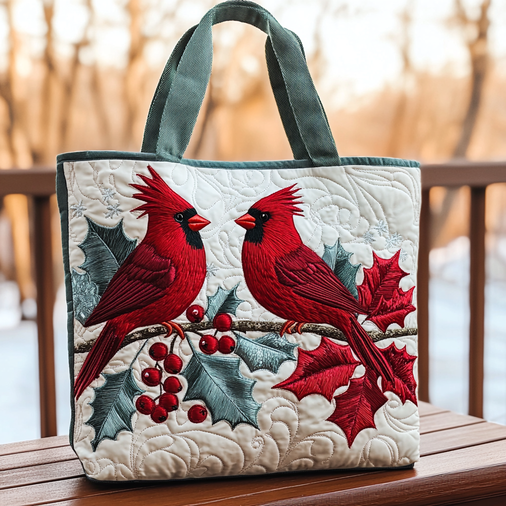 Poinsettia Song CP0410033CL Quilted Tote Bag