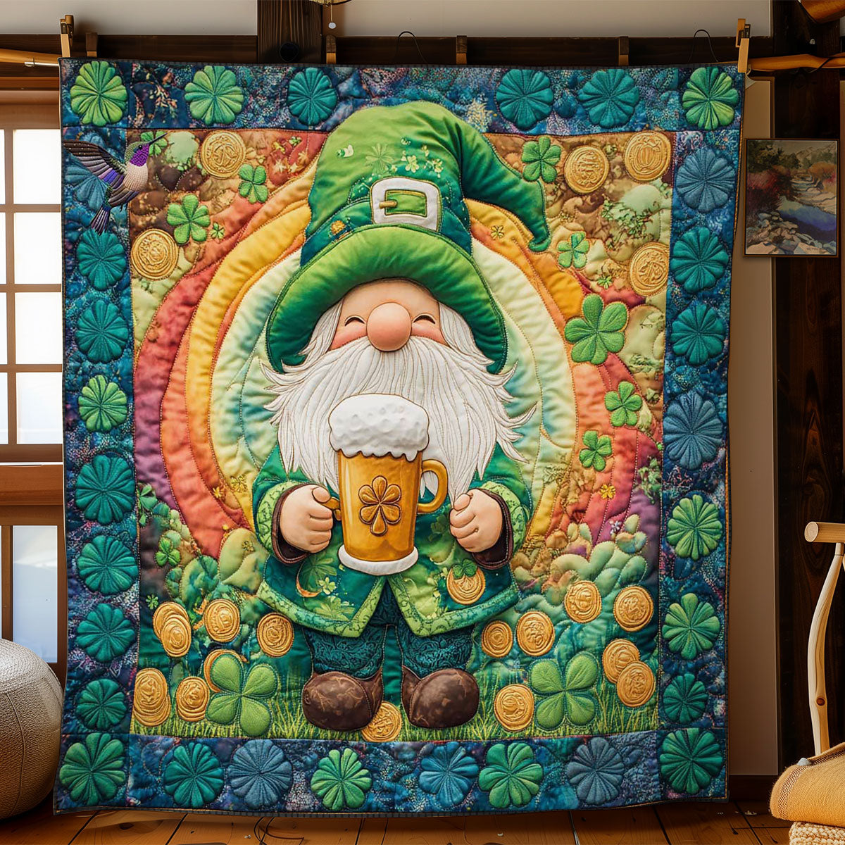 Lucky Clover Gnome WN1912016CL Quilt