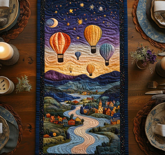 Hot Air Balloon Village WY0506032CL Quilted Table Runner