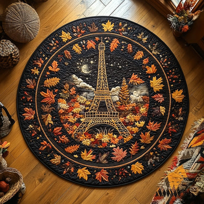 Eiffel Tower Fall Leaves WY3006061CL Quilted Round Mat