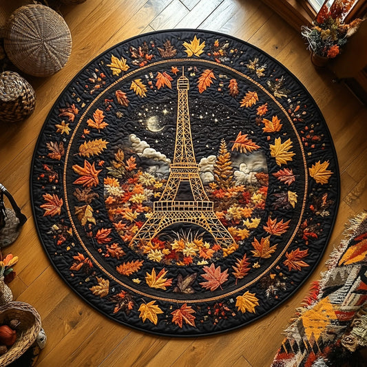 Eiffel Tower Fall Leaves WY3006061CL Quilted Round Mat
