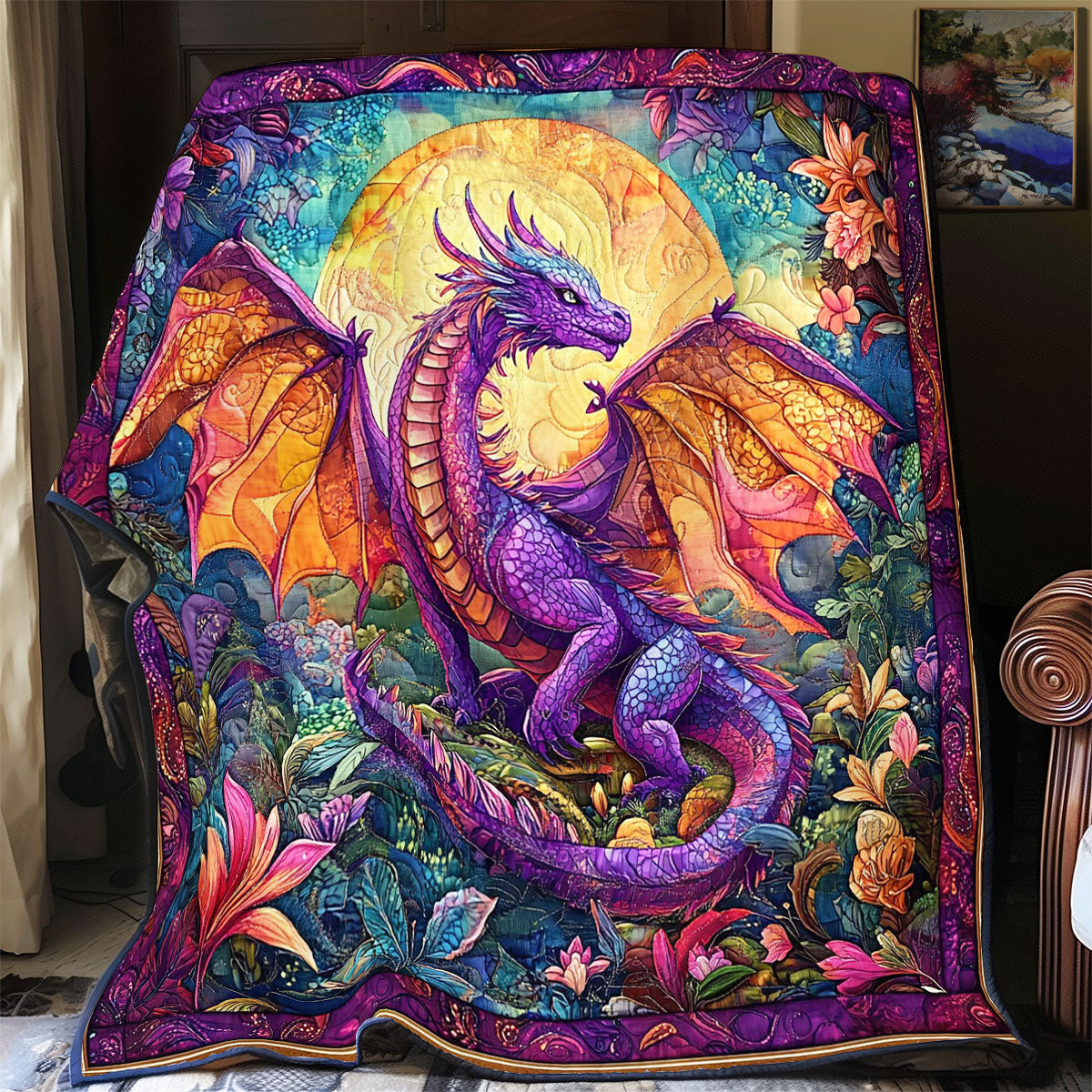 Mystic Dragon In Forest WY0602170CL Quilt