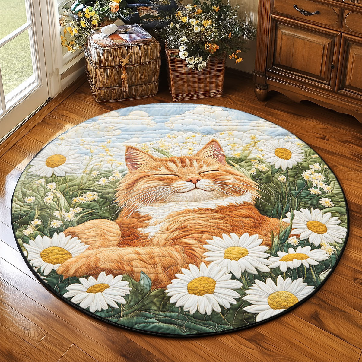 Sleeping Tabby WP2003093CL Quilted Round Mat