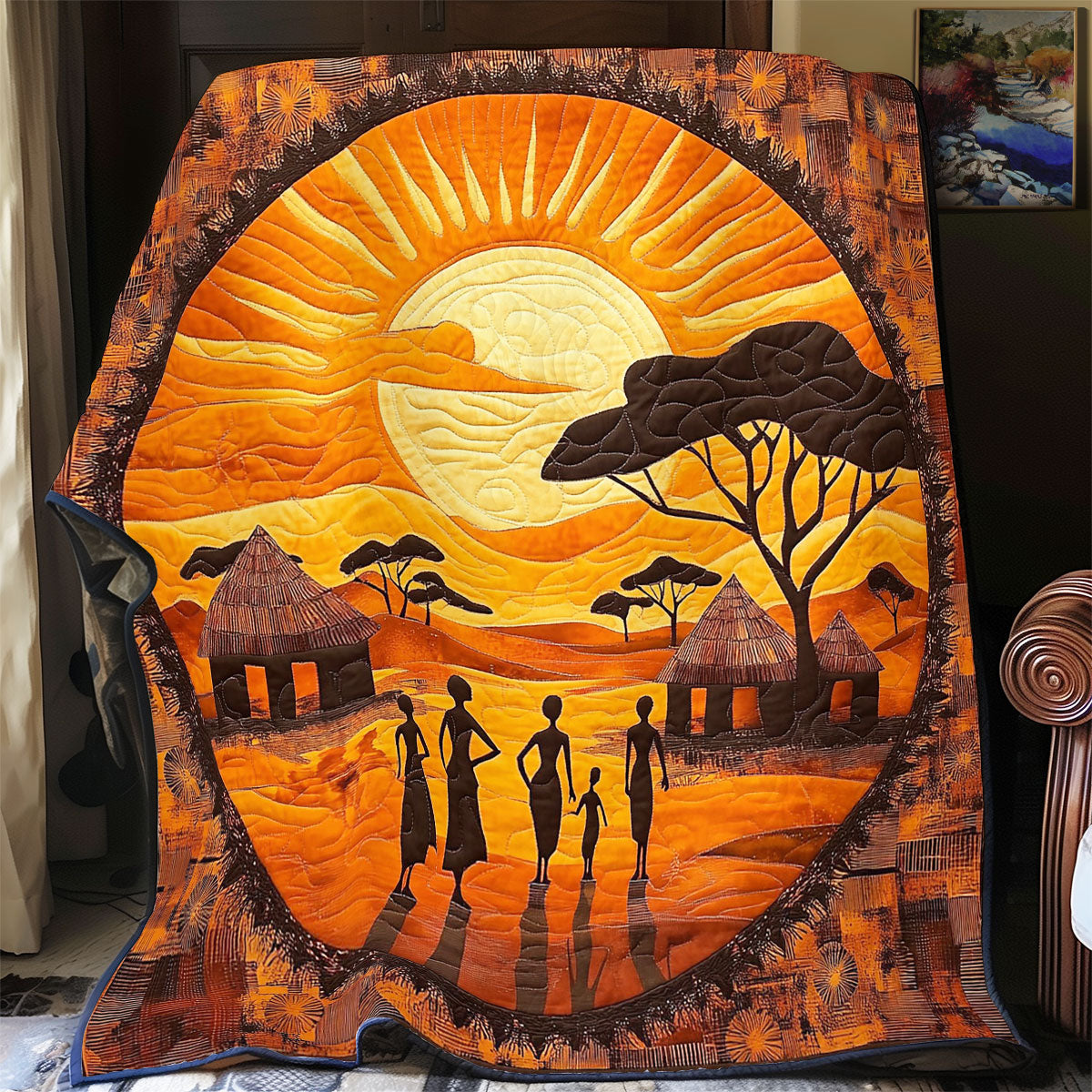 Peaceful Africa Village WY0503099CL Quilt