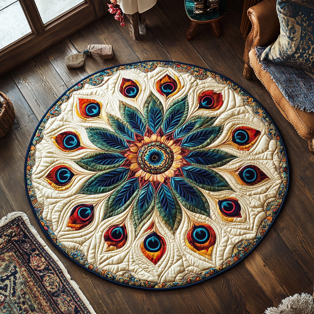 Peacock Bloom CP1508027CL Quilted Round Mat