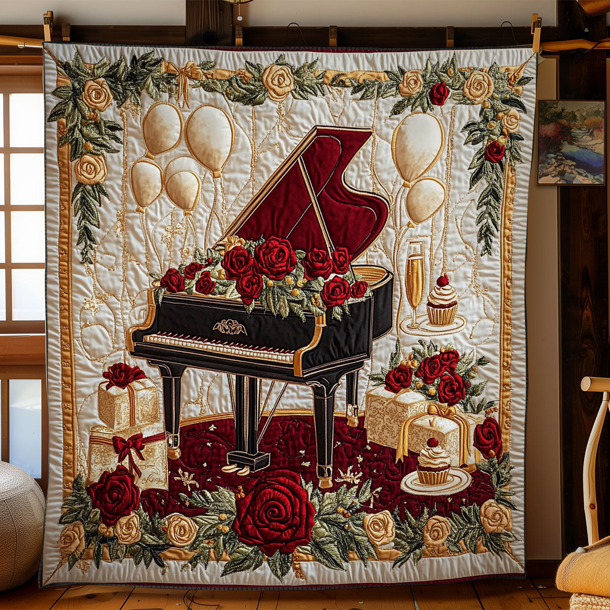 Piano In Royal Room WY0801044CL Quilt