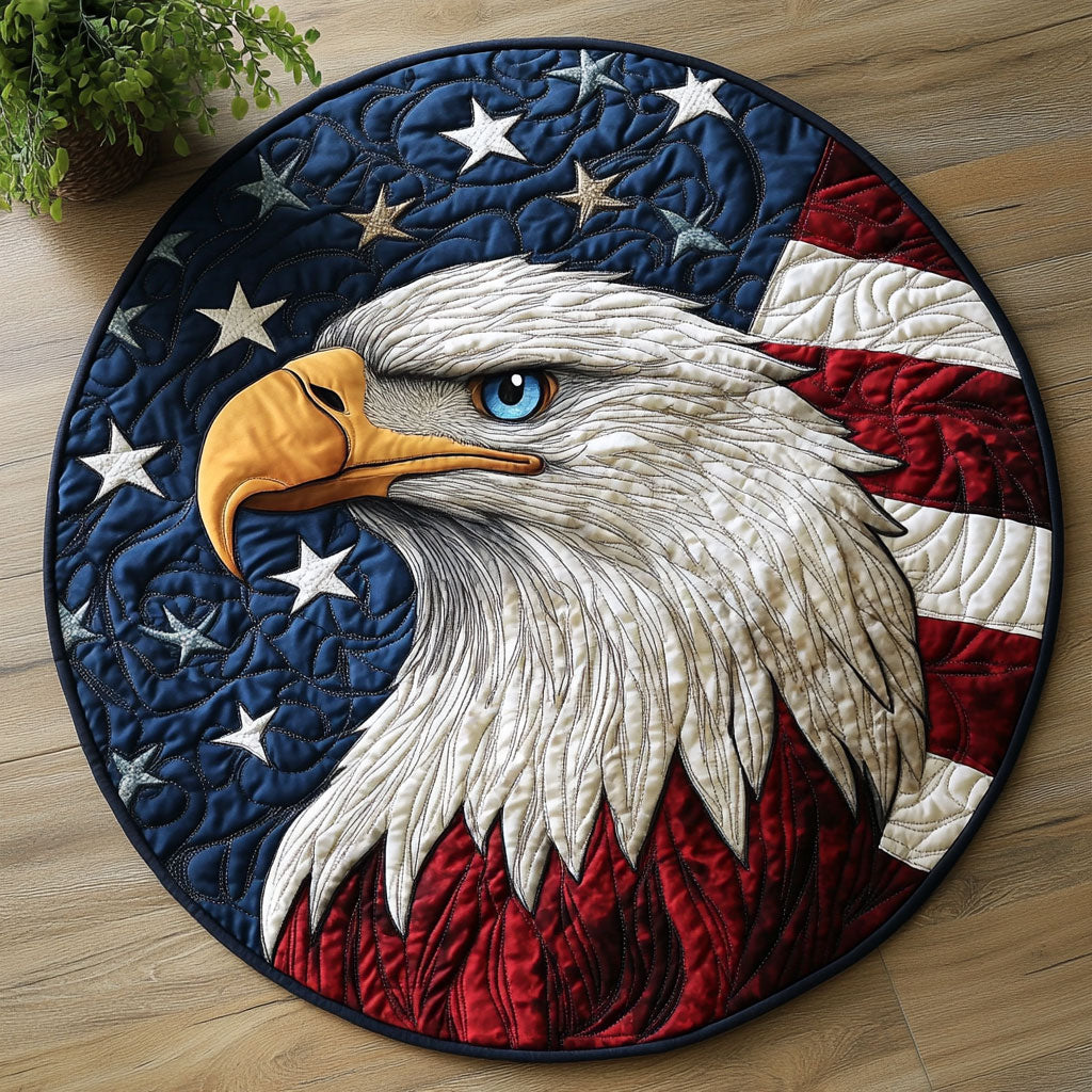 Patriotic Eagle CW2205393CL Quilted Round Mat