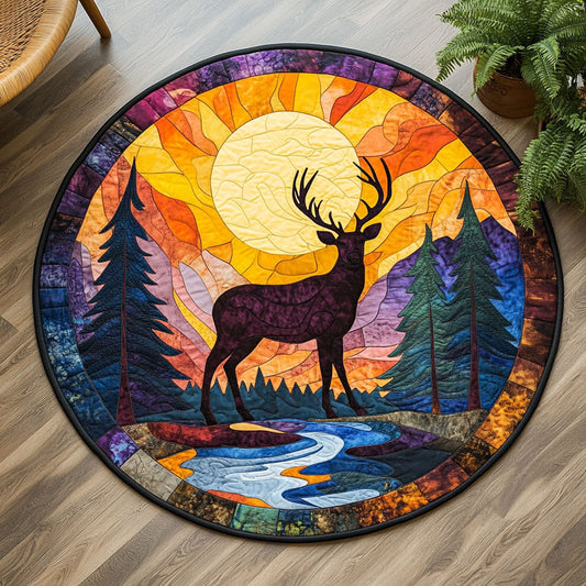 Deer Forest WX1005008CL Quilted Round Mat