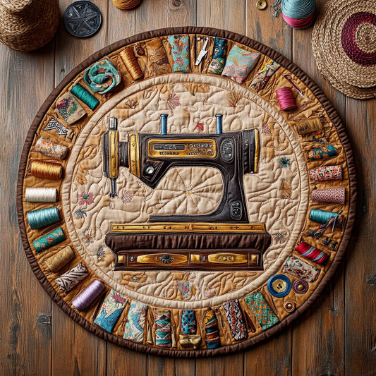 Sewing Machine And Thread WY2504022CL Quilted Round Mat