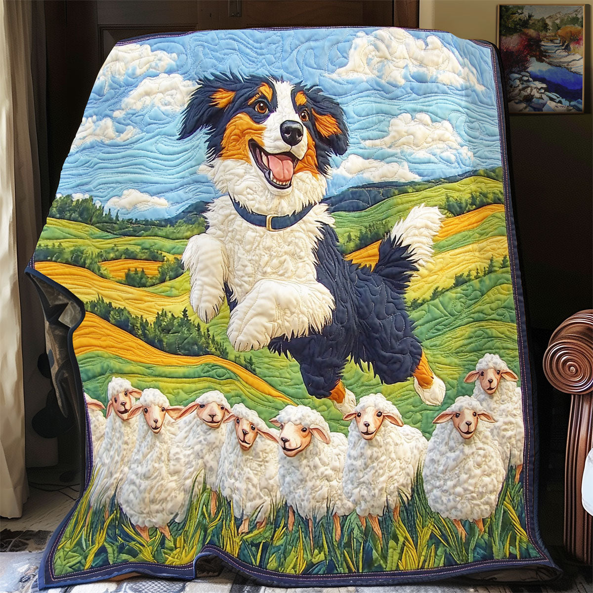 Border Collie And Sheep WY2101044CL Quilt