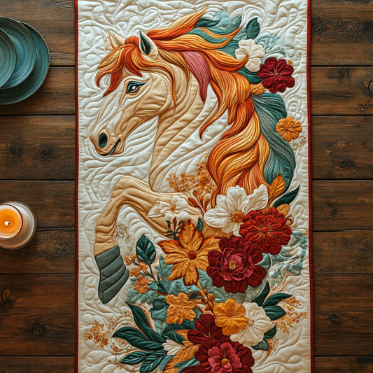 Floral Horse CW1705203CL Quilted Table Runner