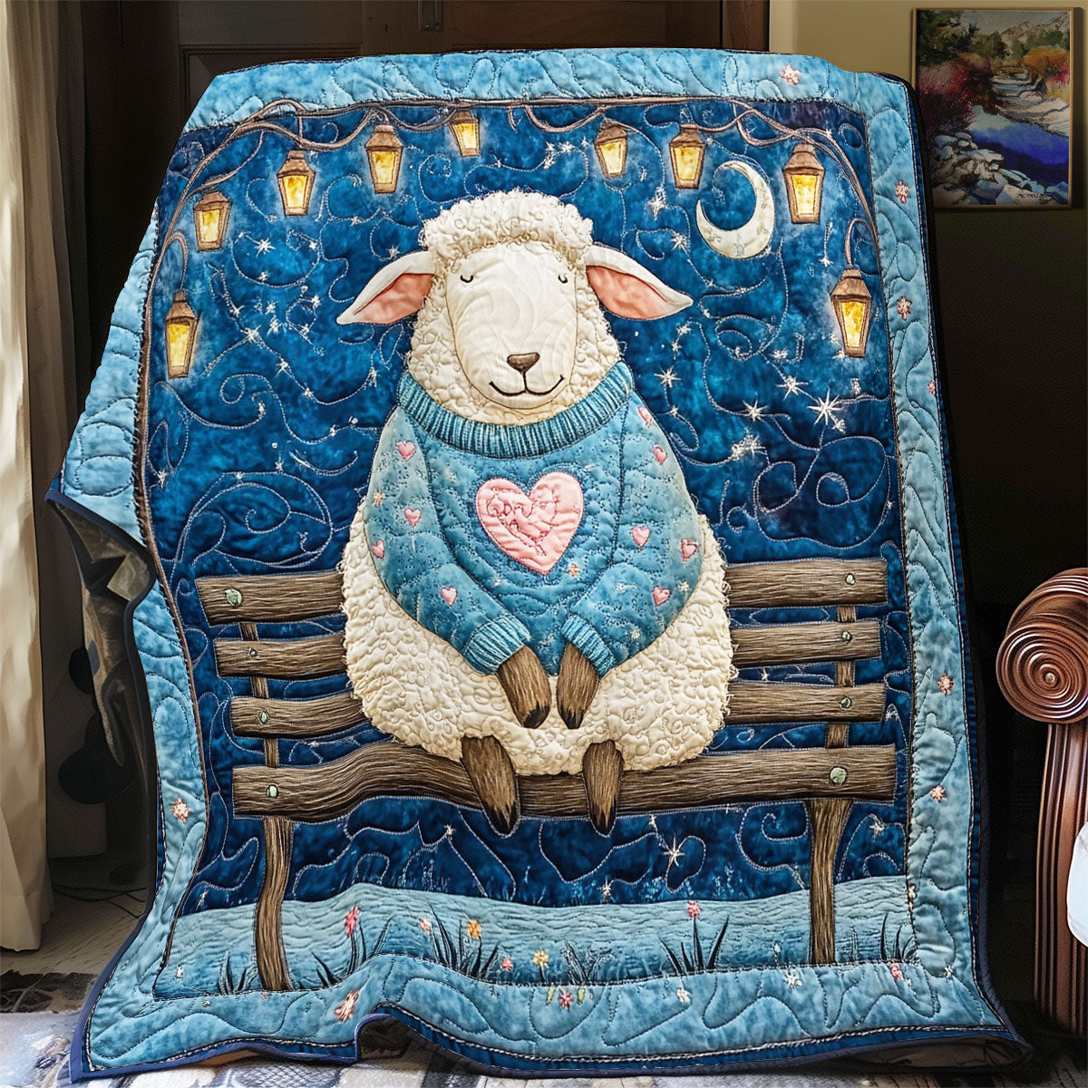 Sheep In Night WY2001100CL Quilt