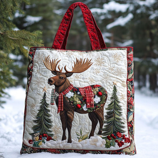 Winter Moose WN2609101CL Quilted Tote Bag