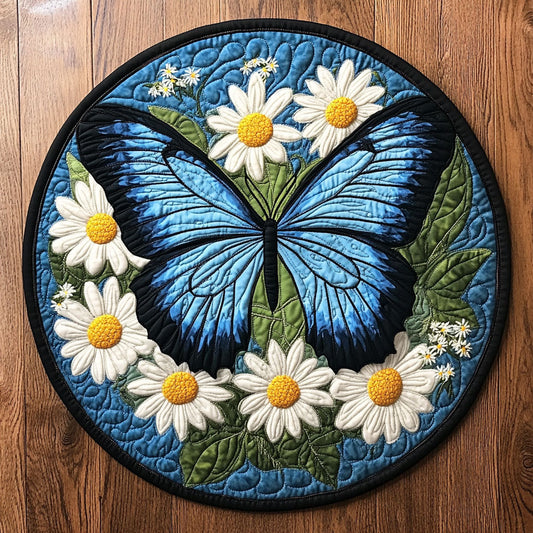 Blue Meadow Bloom WX0307011CL Quilted Round Mat
