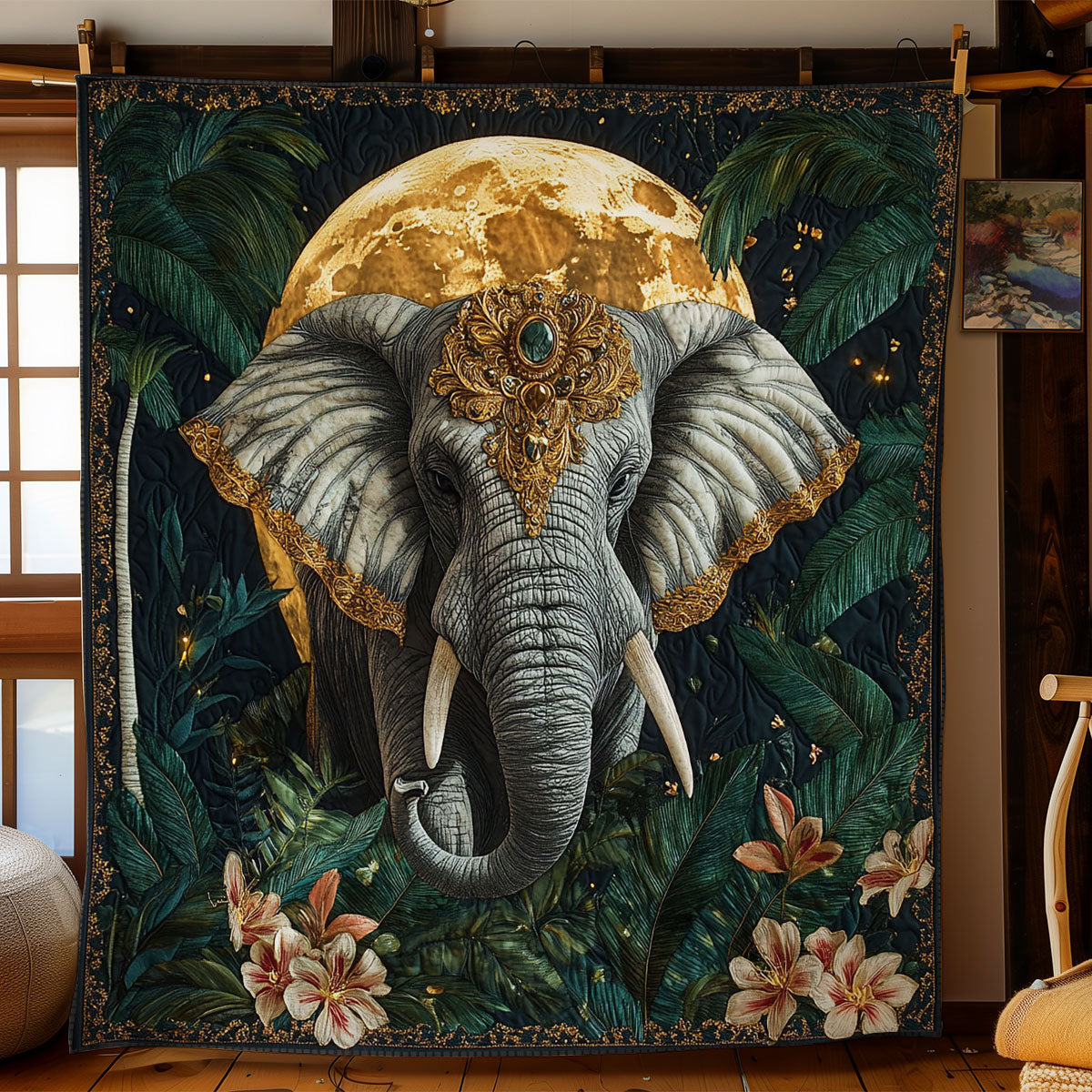 Mystic Midnight Elephant WY2301067CL Quilt