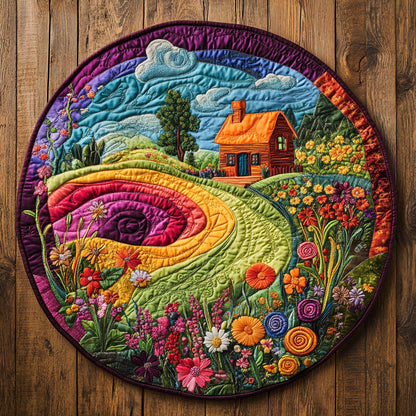 Flowerfield Cottage WN1507020CL Quilted Round Mat