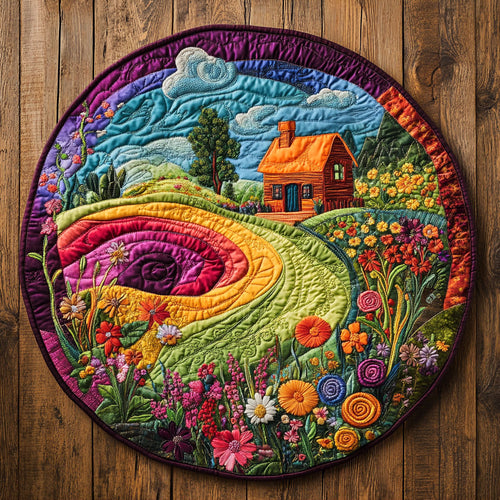 Flowerfield Cottage WN1507020CL Quilted Round Mat