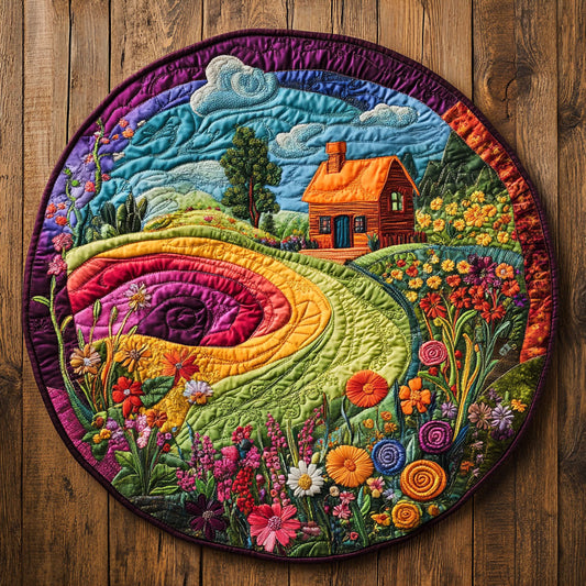 Flowerfield Cottage WN1507020CL Quilted Round Mat