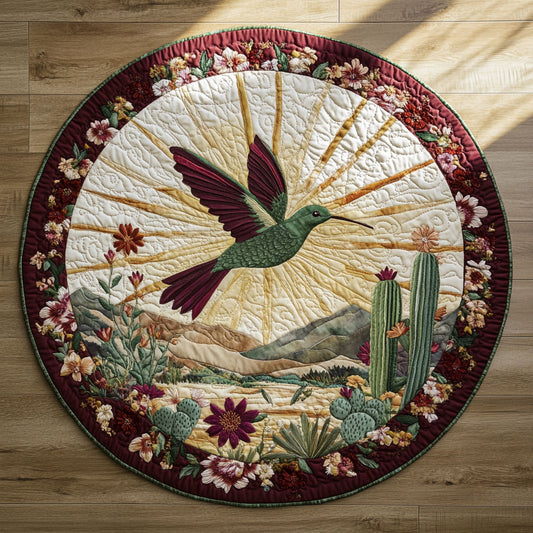 Hummingbird Garden Square WN2905033CL Quilted Round Mat