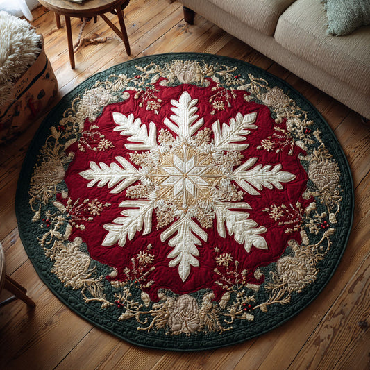Red Snowflake CW2209044CL Quilted Round Mat