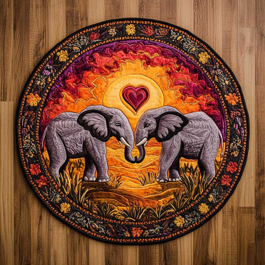 African Elephant WN2504001CL Quilted Round Mat
