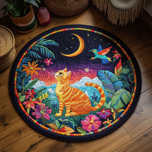 Cat In Night Garden WY2005022CL Quilted Round Mat