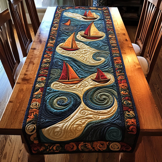 Crimson Sailboat Drift WN2006007CL Quilted Table Runner