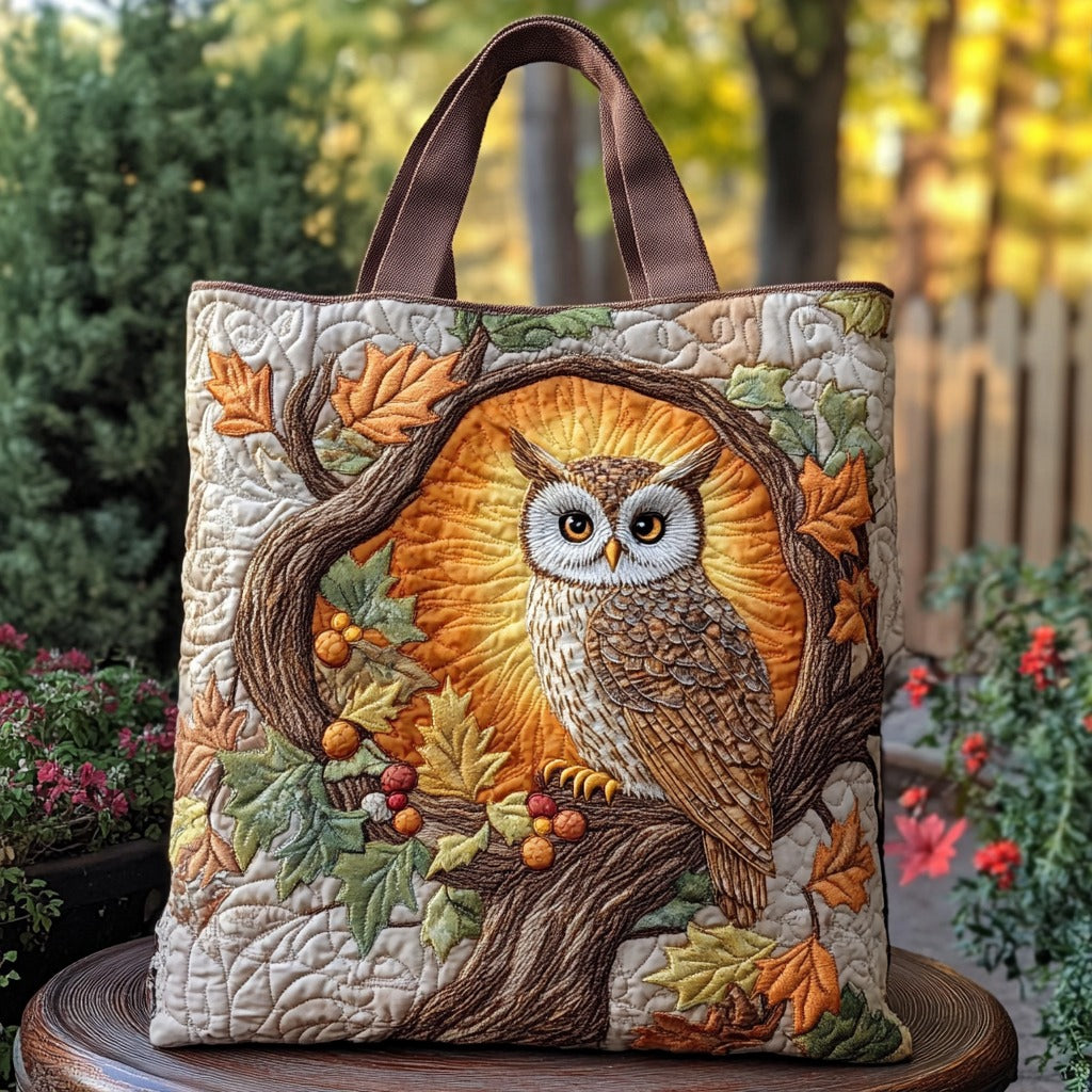 Whispering Woods Owl XR0710003CL Quilted Tote Bag