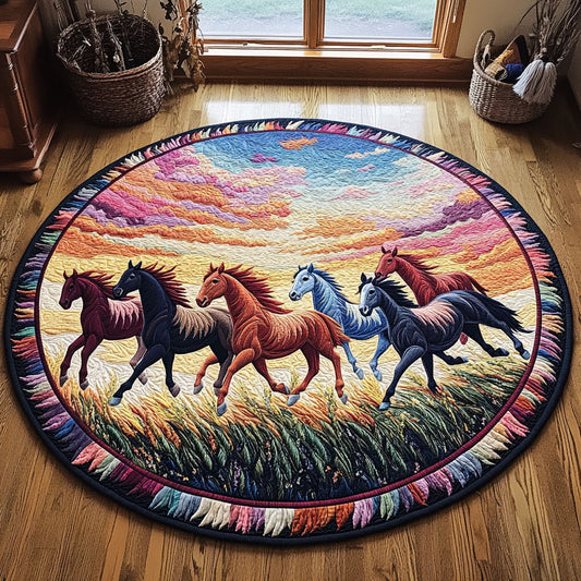 Wild Spirit Mustangs WY0107061CL Quilted Round Mat