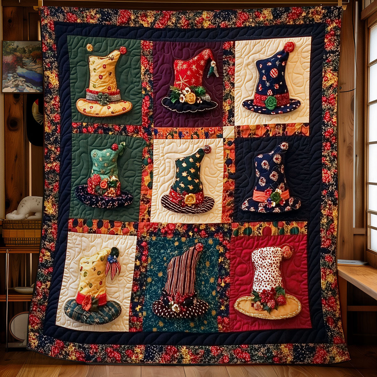 Whimsical Hats Parade WY1407075CL Quilt