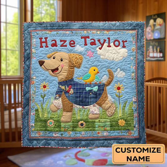 Blue Dog Days WN2307002CL Personalized Baby Quilt