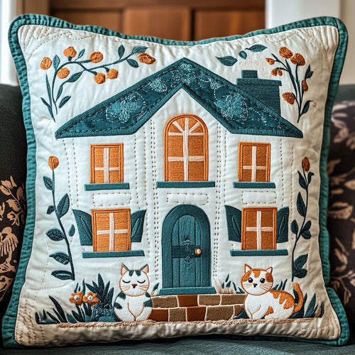 Cozy Cottage Cat WJ1402031CL Quilt Pillow Case