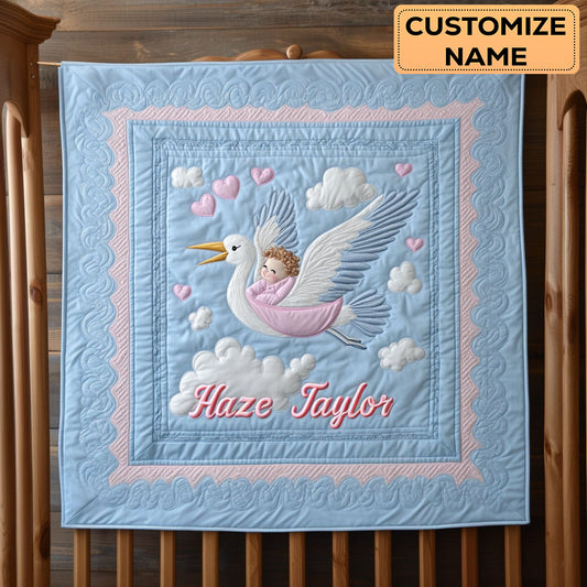 Dreamy Stork Ride WN2507015CL Personalized Baby Quilt