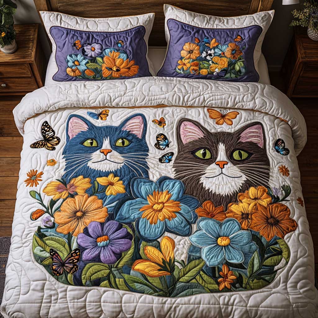 Vibrant Cat Flower WP0801036CL Duvet Cover Set