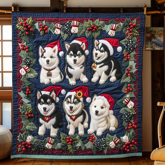 Adorable Husky Christmas Eve WP1610003CL Quilt