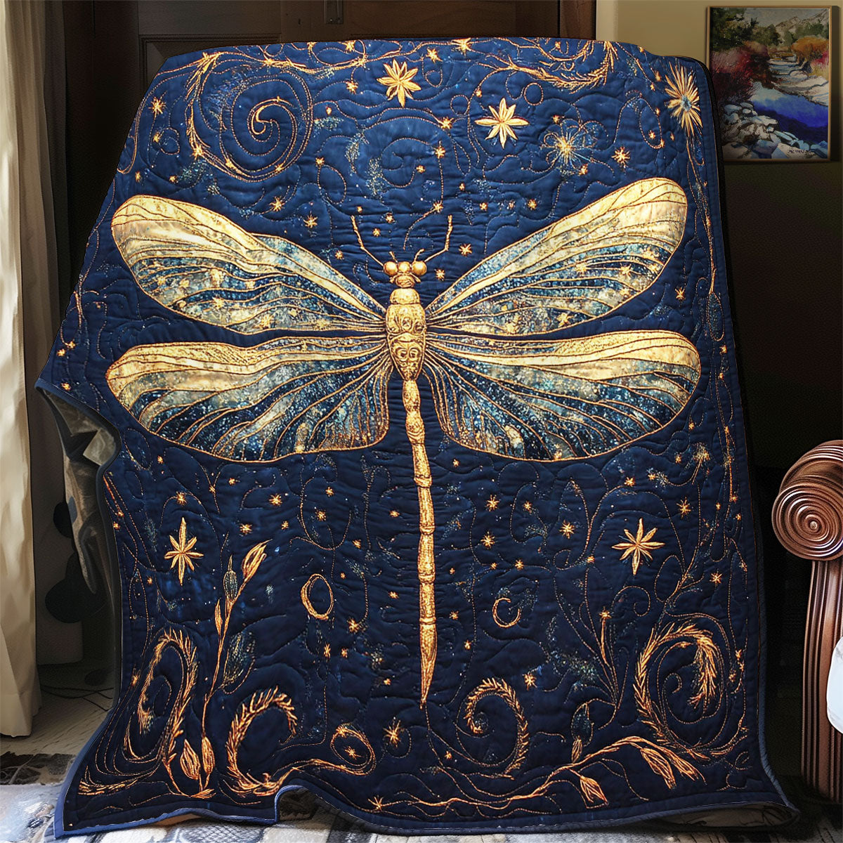 Midnight Dragonfly WY2102048CL Quilt