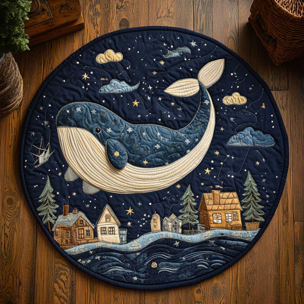 Celestial Whale WN2403015CL Quilted Round Mat