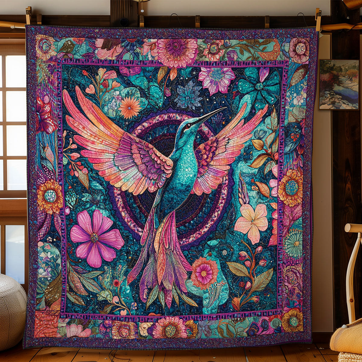 Mandala Hummingbird WY3112025CL Quilt