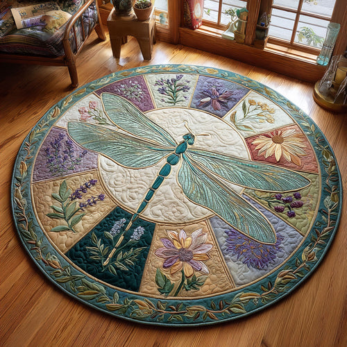 Dragonfly Blossom CW0908016CL Quilted Round Mat